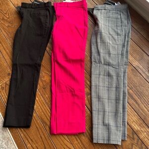 Banana Republic Women's Straight Leg Pants - Black, Pink, Gray Plaid